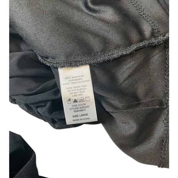 Stella Luce Bodycon Black Ruched Off the Shoulder Mini Dress Sheer Sleeves Large - Picture 10 of 11